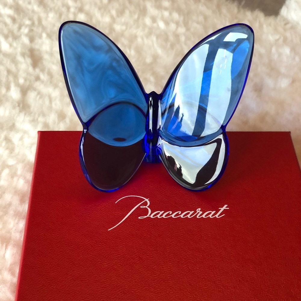Baccarat Lucky Crystal Blue Butterfly PERFECT condition! Comes with box/ribbon!